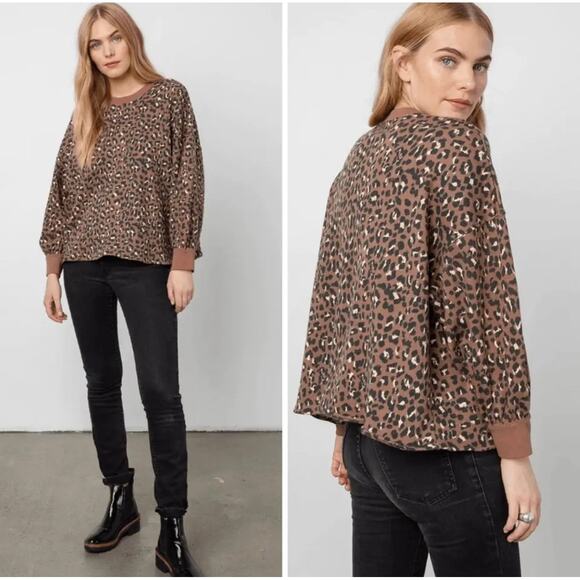 Rails Tops - RAILS Reeves Sweatshirt SZ M Mountain Leopard Print Terry Sweater